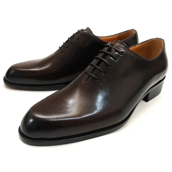 Men's Leather Casual Oxford Shoes Comfortable Lace-Up Business Footwear
